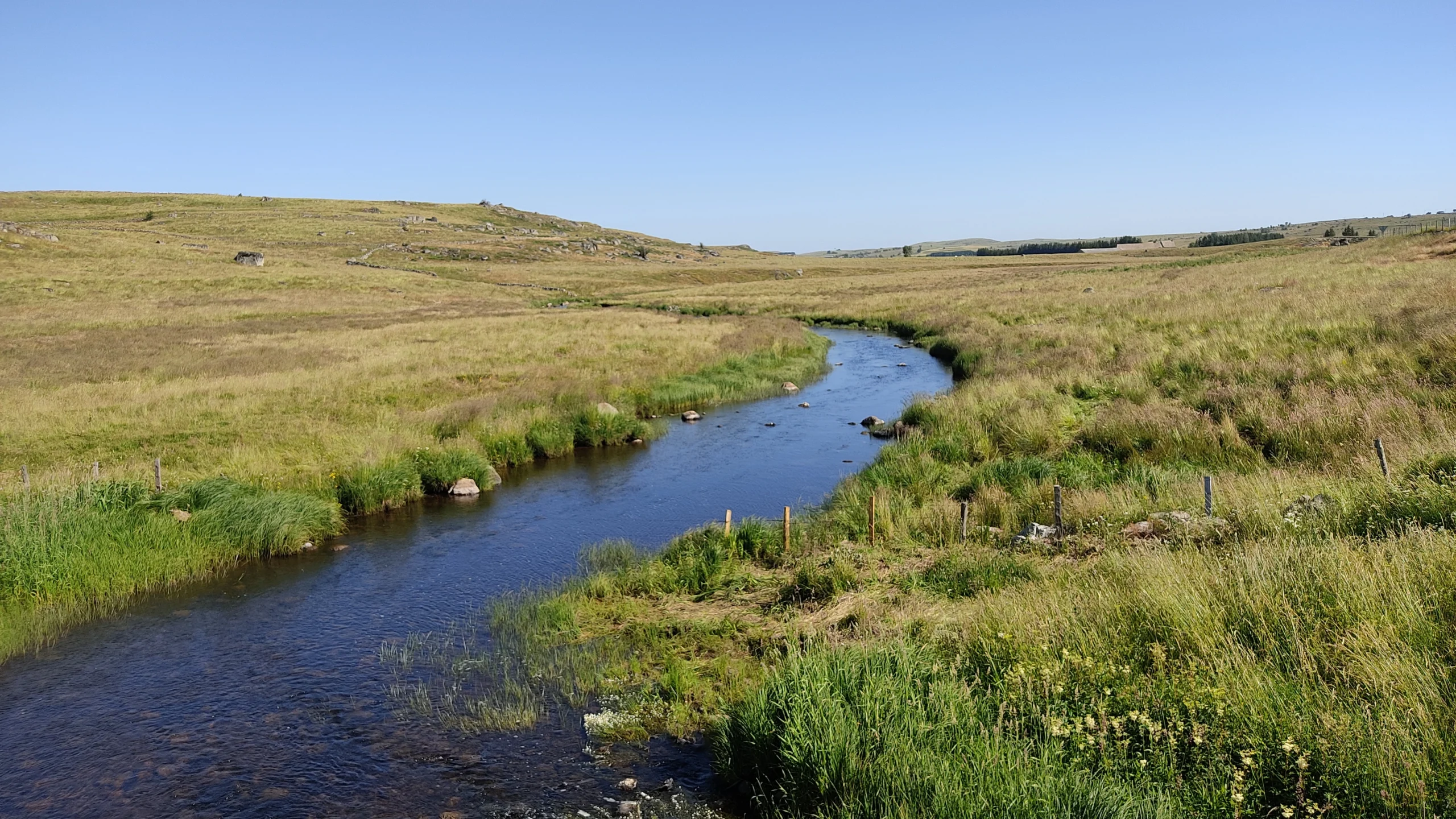 Ein Fluss auf dem Aubrac-Plateau