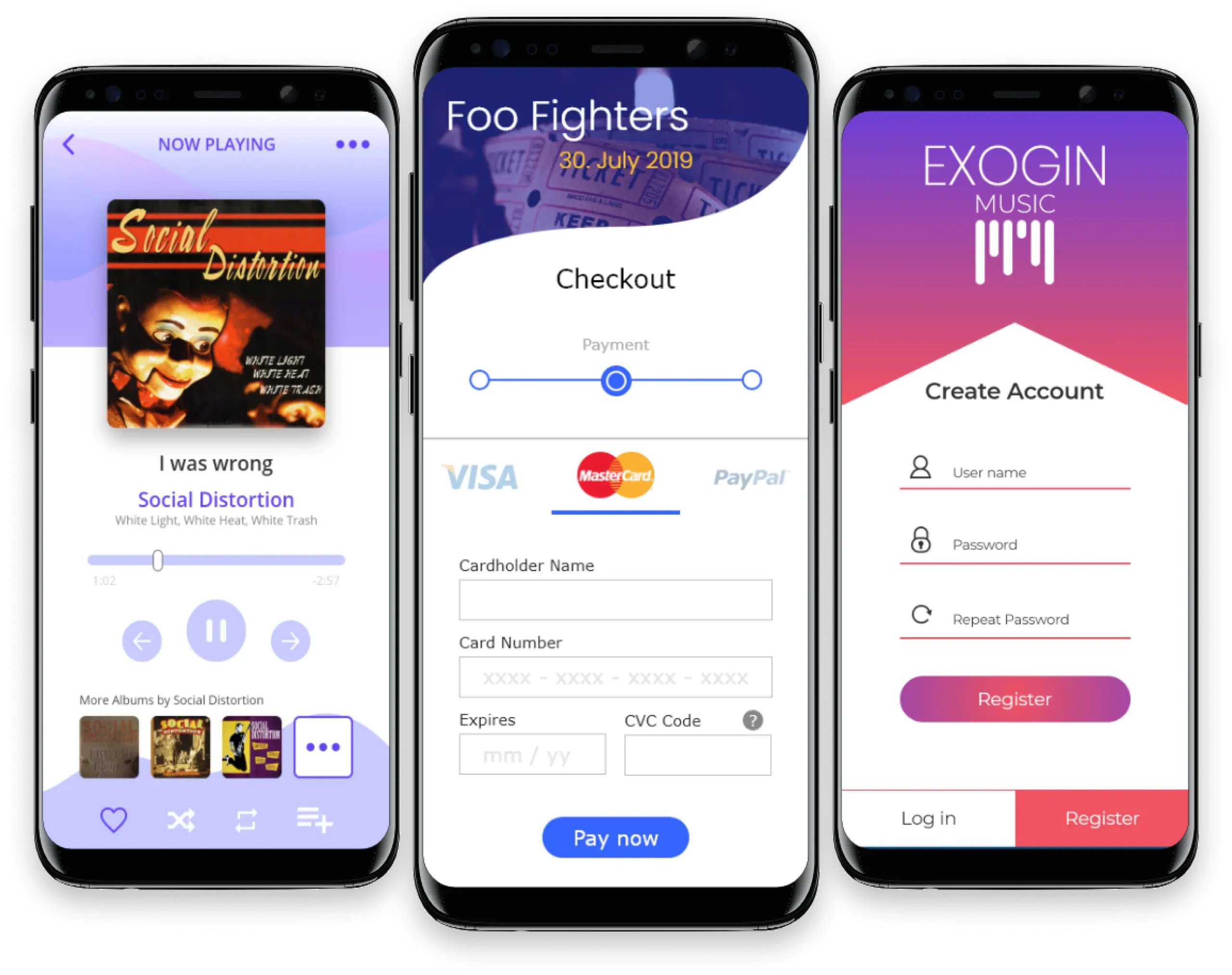 Drei App UI Designs